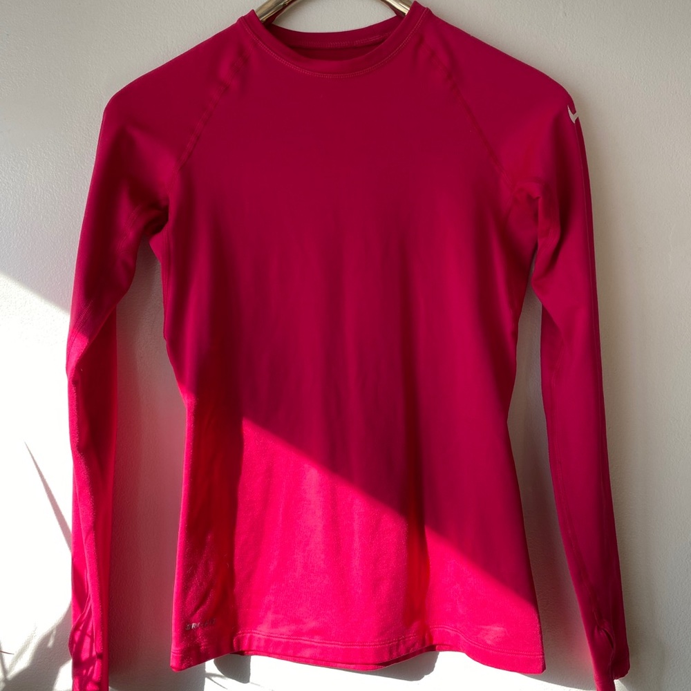 Nike Pink Dri-Fit Long Sleeve Exercise Top